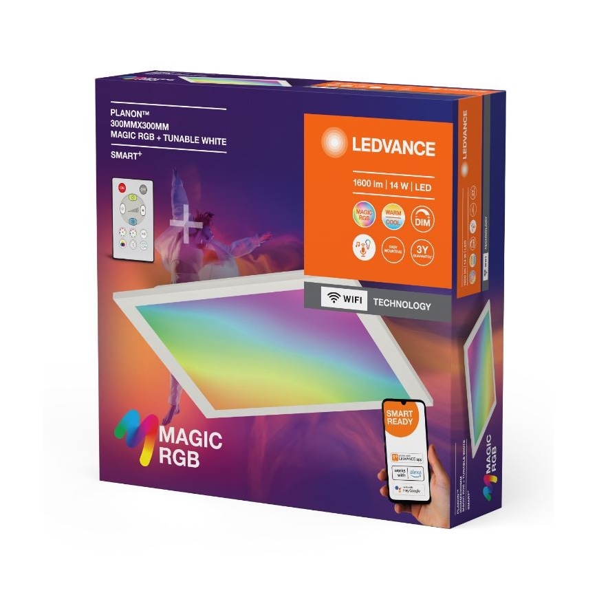 Ledvance - LED loftlampe m. RGBW-farver dæmpbar SMART+ MAGIC LED/14W/230V 2700-6500K Wi-Fi + fjernbetjening