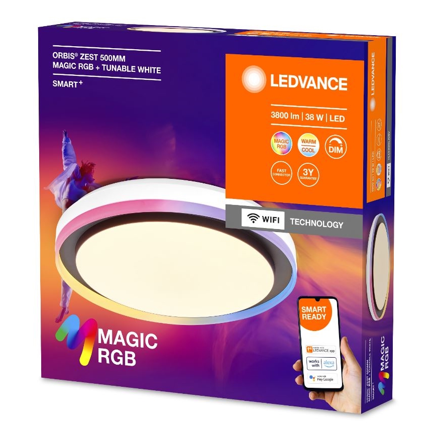 Ledvance - LED loftlampe m. RGBW-farver dæmpbar SMART+ MAGIC LED/38W/230V 2700-6500K Wi-Fi