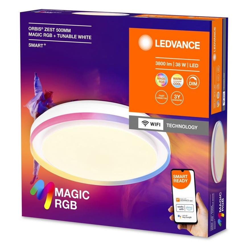 Ledvance - LED loftlampe m. RGBW-farver dæmpbar SMART+ MAGIC LED/38W/230V  2700-6500K Wi-Fi