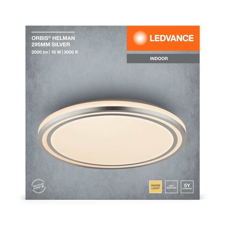 Ledvance - LED loftlampe ORBIS HELMAN LED/16W/230V diameter 29,5 cm sølvfarvet