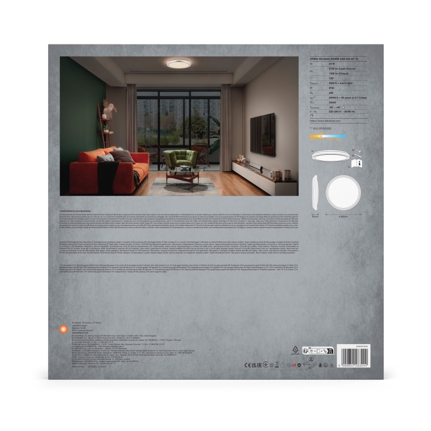 Ledvance - LED loftlampe ORBIS HELMAN LED/24W/230V diameter 39 cm sølvfarvet