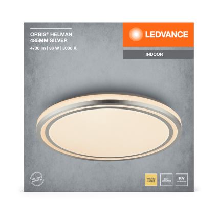 Ledvance - LED loftlampe ORBIS HELMAN LED/36W/230V diameter 48,5 cm sølvfarvet