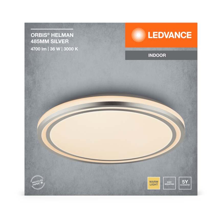 Ledvance - LED loftlampe ORBIS HELMAN LED/36W/230V diameter 48,5 cm sølvfarvet