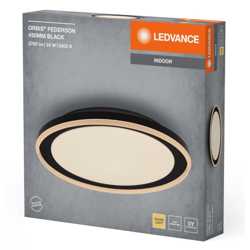 Ledvance - LED loftlampe ORBIS PEDERSON LED/24W/230V diameter 45 cm sort