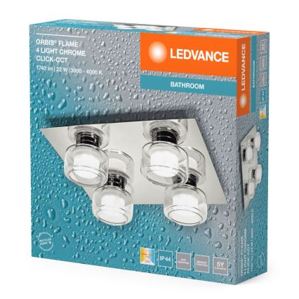 Ledvance - LED loftlampe til badeværelse ORBIS FLAME 4xLED/5,5W/230V 3000/4000K IP44 krom