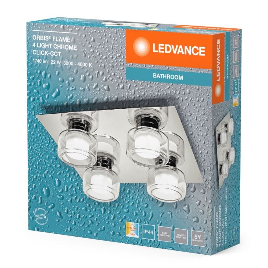Ledvance - LED loftlampe til badeværelse ORBIS FLAME 4xLED/5,5W/230V 3000/4000K IP44 krom