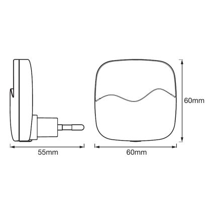 Ledvance - LED natlampe med stik og sensor LUNETTA LED/0,5W/230V