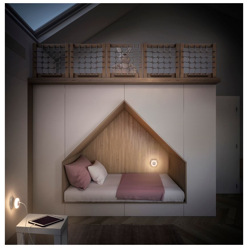 Ledvance - LED navigationslampe til stikkontakt med USB LUNETTA LED/15W/230V