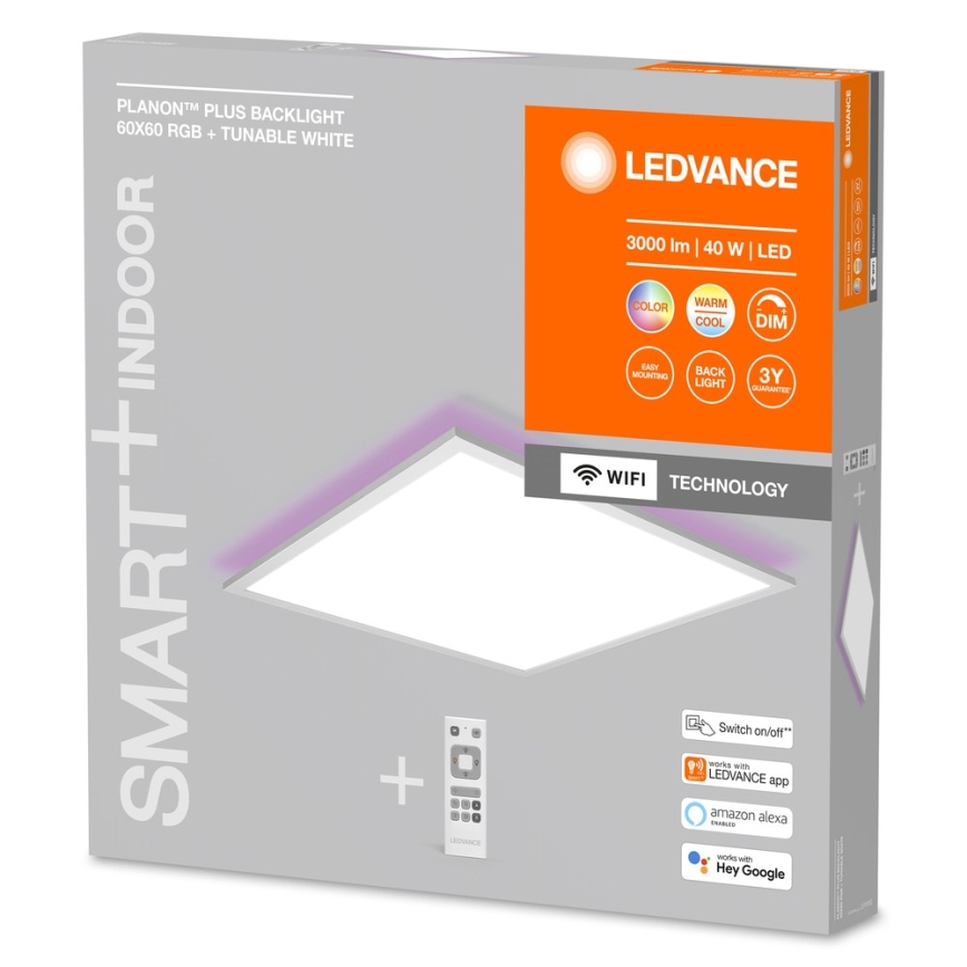Ledvance - LED panel dæmpbart RGBW-farver SMART+ PLANON LED/40W/230V 3000-6500K Wi-Fi + fjernbetjening