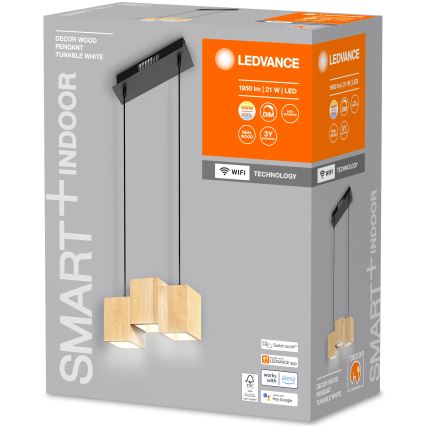 Ledvance - LED pendel dæmpbar DECOR WOOD 3xLED/7W/230V Wi-Fi