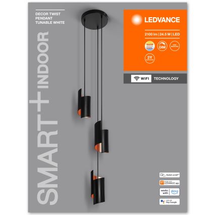 Ledvance - LED pendel dæmpbar SMART+ DECOR 3xLED/8W/230V sort Wi-Fi