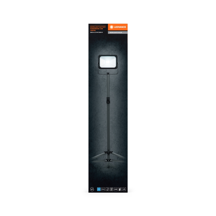 Ledvance - LED projektør dæmpbar med en holder WORKLIGHT TRIPOD LED/20W/3,7V IP54
