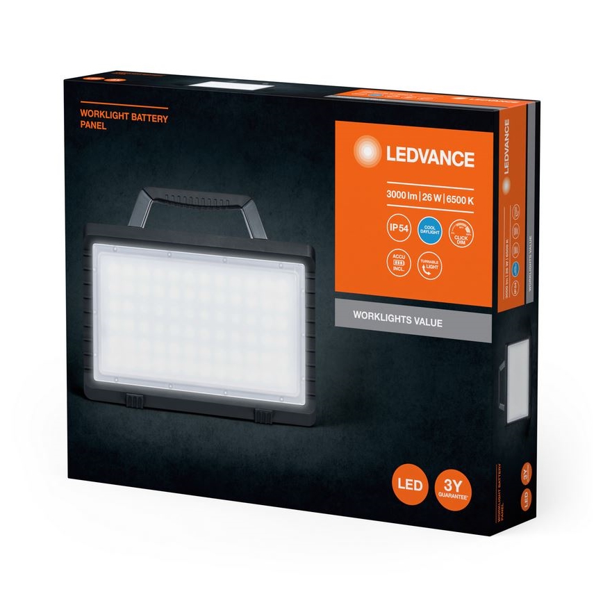 Ledvance - LED Dæmpbar udendørs rechargeable projektør WORKLIGHT BATTERY LED/26W/5V IP54