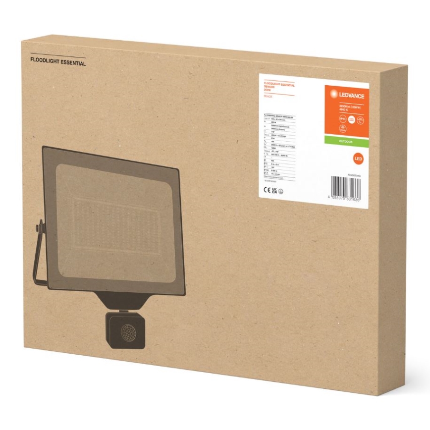 Ledvance - LED Væghængt projektør med sensor FLOODLIGHT ESSENTIAL LED/200W/230V IP65