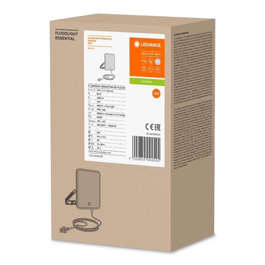 Ledvance - LED Væghængt projektør med sensor FLOODLIGHT LED/20W/230V IP65