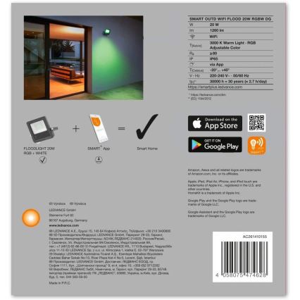 Ledvance - LED projektør RGB SMART+ FLOOD LED/20W/230V IP65 Wi-Fi