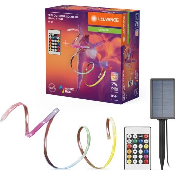 Ledvance - LED RGB Dæmpbar solcelledrevet LED-strimmel FLEX MAGIC 5m LED/1,6W/3,7V 2000 mAh IP44 + fjernbetjening
