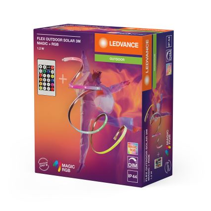 Ledvance - LED RGB Dæmpbar solarbånd FLEX MAGIC 3m LED/1,2W/3,7V 2000 mAh IP44 + fjernbetjening