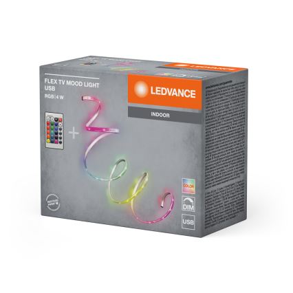 Ledvance - Dæmpbar fleksibel LED RGB-strip FLEX TV MOOD 1m LED/4W/5V + fjernbetjening