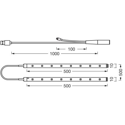 Ledvance - Dæmpbar fleksibel LED RGB-strip FLEX TV MOOD 1m LED/4W/5V + fjernbetjening