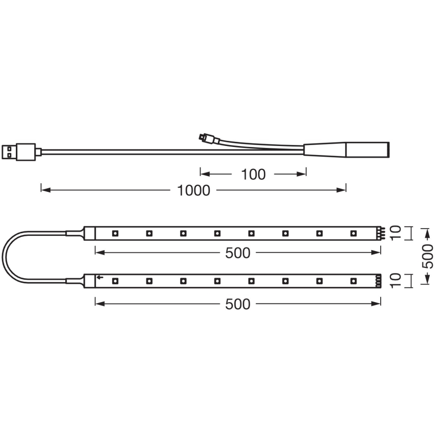 Ledvance - Dæmpbar fleksibel LED RGB-strip FLEX TV MOOD 1m LED/4W/5V + fjernbetjening