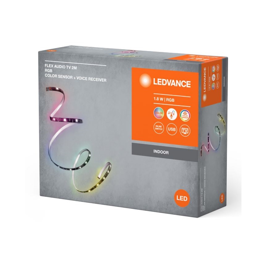 Ledvance - LED RGB dæmpbar bånd til TV med sensor FLEX AUDIO 2m LED/1,8W/5V