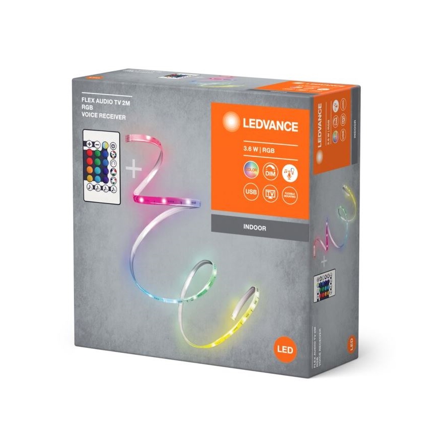 Ledvance - LED RGB Strip til tv dæmpbar FLEX AUDIO 2m LED/3,6W/5V + fjernbetjening
