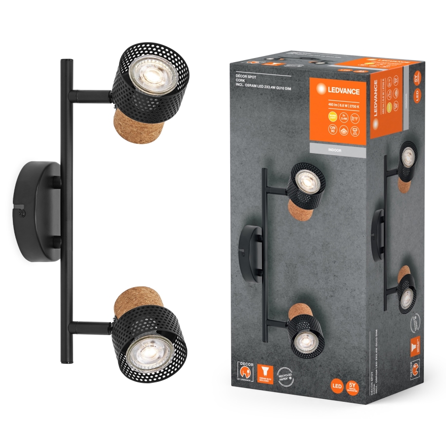 Ledvance - LED Spotlys DECOR CORK 2xGU10/3,4W/230V