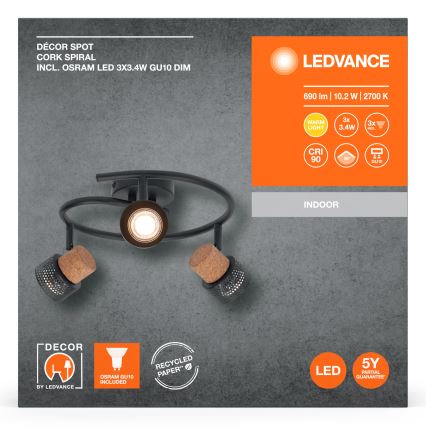 Ledvance - LED spotlampe DECOR CORK 3xGU10/3,4W/230V