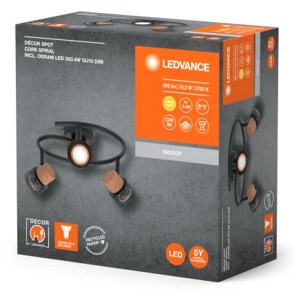 Ledvance - LED spotlampe DECOR CORK 3xGU10/3,4W/230V