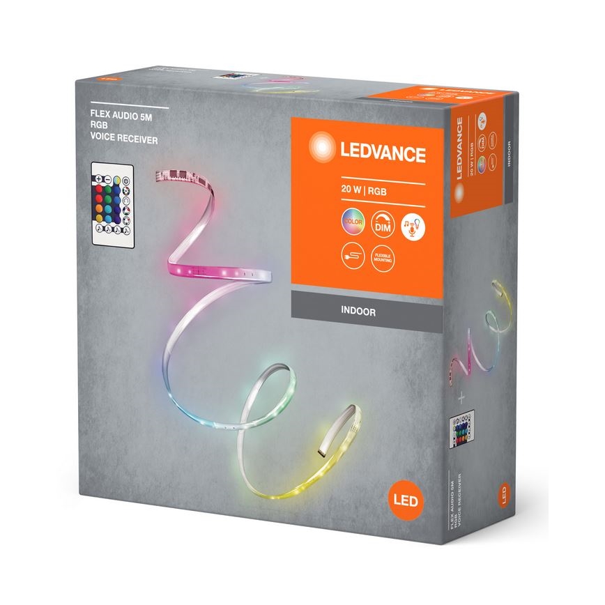 Ledvance - LED strip m. RGB-farver dæmpbar FLEX AUDIO 5 m LED/20W/230V + fjernbetjening