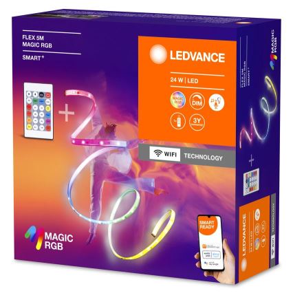 Ledvance - LED strip m. RGB-farver dæmpbar SMART+ MAGIC FLEX 5 m LED/24W/230V Wi-Fi + fjernbetjening