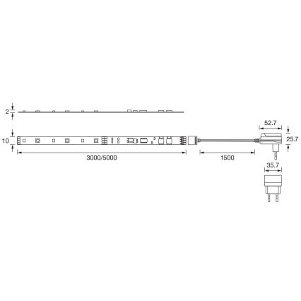 Ledvance - LED strip m. RGBW-farver dæmpbar FLEX 3 m LED/10W/230V + fjernbetjening