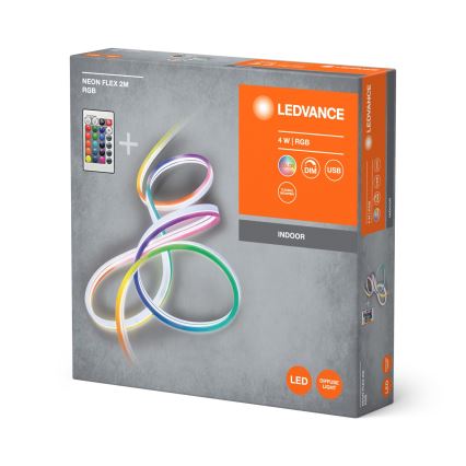 Ledvance - LED strip m. RGBW-farver dæmpbar NEON FLEX 2,1 m LED/4W/5V + fjernbetjening