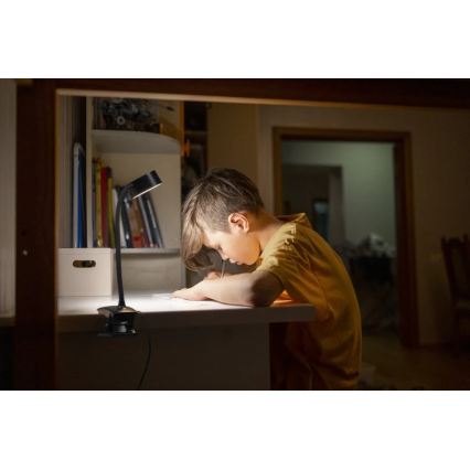 Ledvance - LED-dæmpbar berøringsbetjent bordlampe med klemme CYLINDER LED/4,8W/5V 3000-6500K sort
