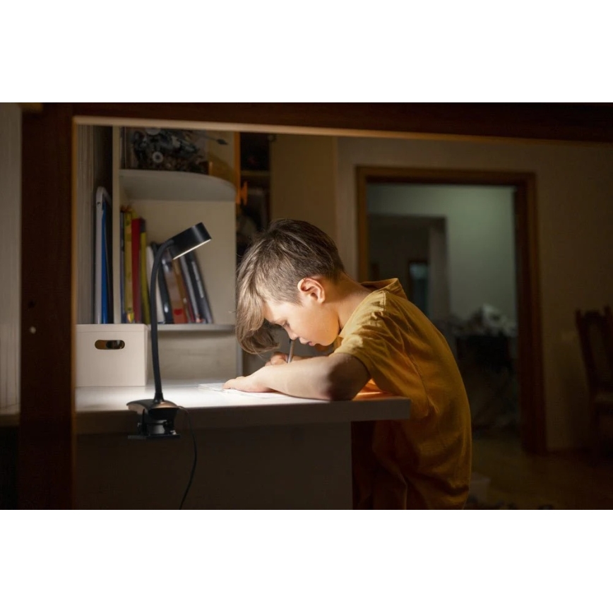Ledvance - LED-dæmpbar berøringsbetjent bordlampe med klemme CYLINDER LED/4,8W/5V 3000-6500K sort