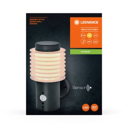 Ledvance - LED Udendørs væglampe med sensor ENDURA RONDO LED/9,5W/230V IP44 antracit