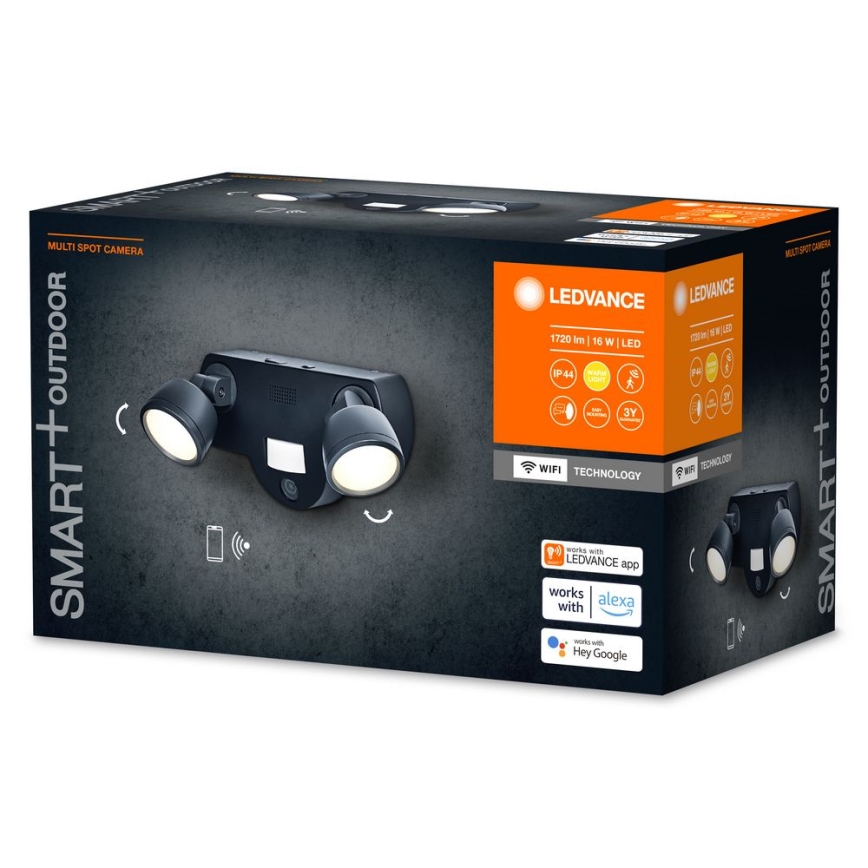 Ledvance - LED udendørslampe dæmpbar med sensor og kamera SMART+ 2xLED/8W/230V IP44 Wi-Fi