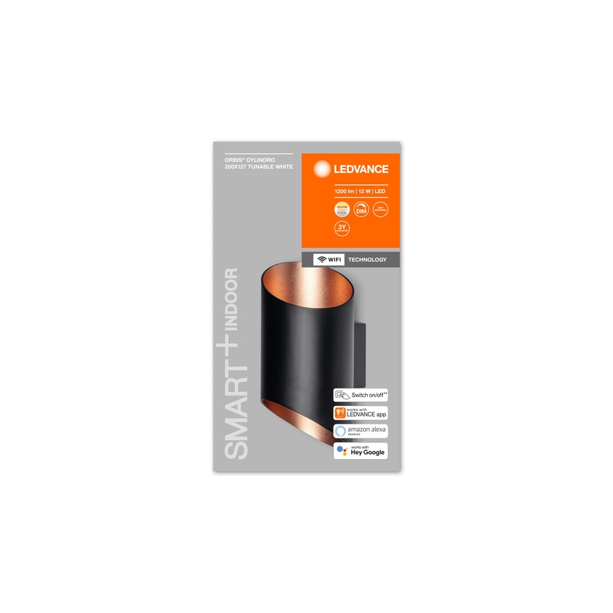 Ledvance - LED væglampe dæmpbar SMART+ CYLINDRO LED/12W/230V 3000-6500K Wi-Fi sort