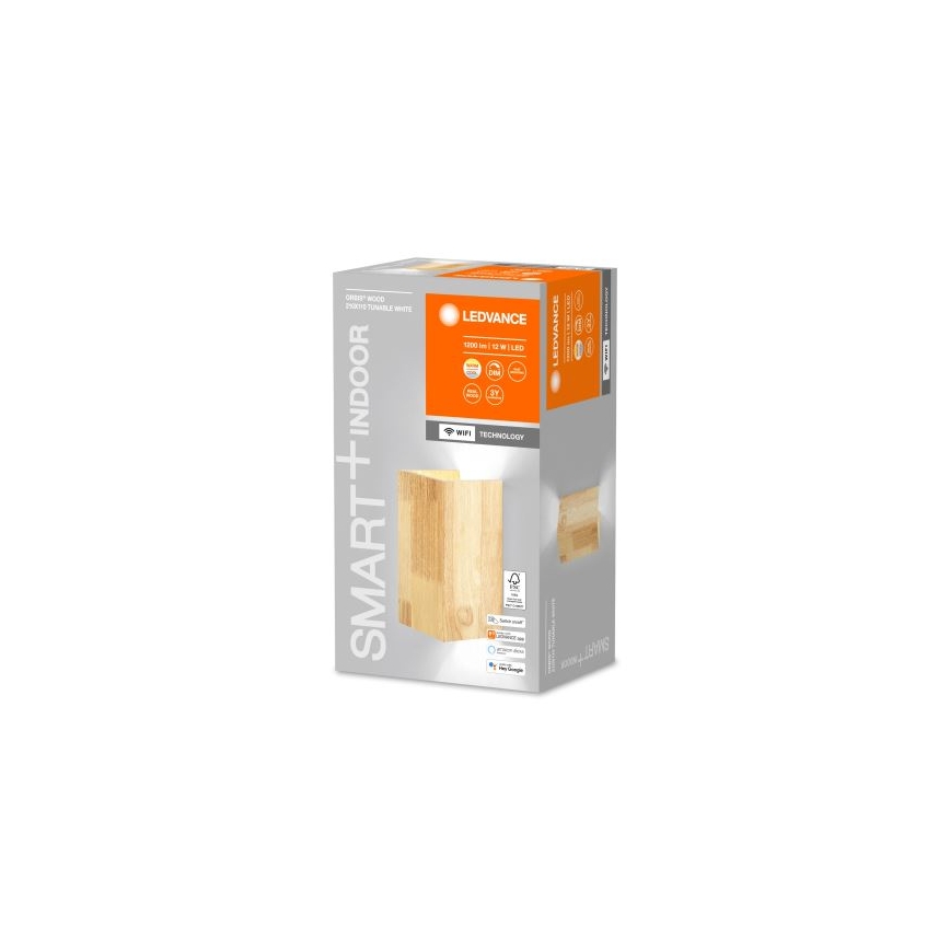 Ledvance - LED væglampe dæmpbar SMART+ WOOD LED/12W/230V 3000-6500K Wi-Fi