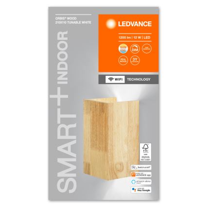 Ledvance - LED væglampe dæmpbar SMART+ WOOD LED/12W/230V 3000-6500K Wi-Fi