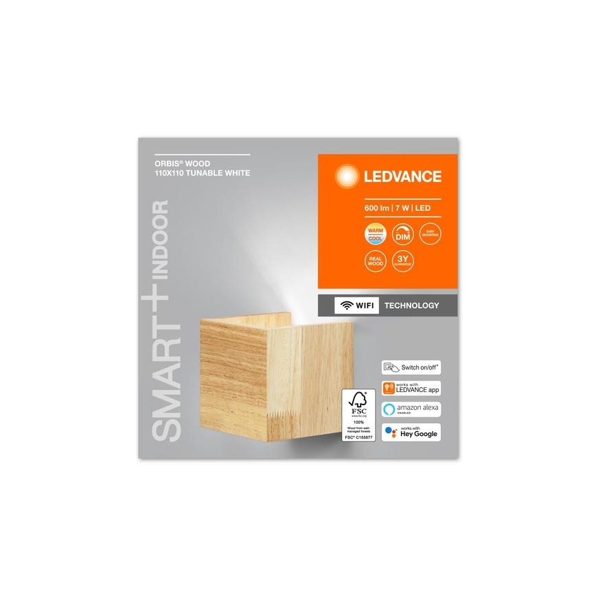 Ledvance - LED væglampe dæmpbar SMART+ WOOD LED/7W/230V 3000-6500K Wi-Fi