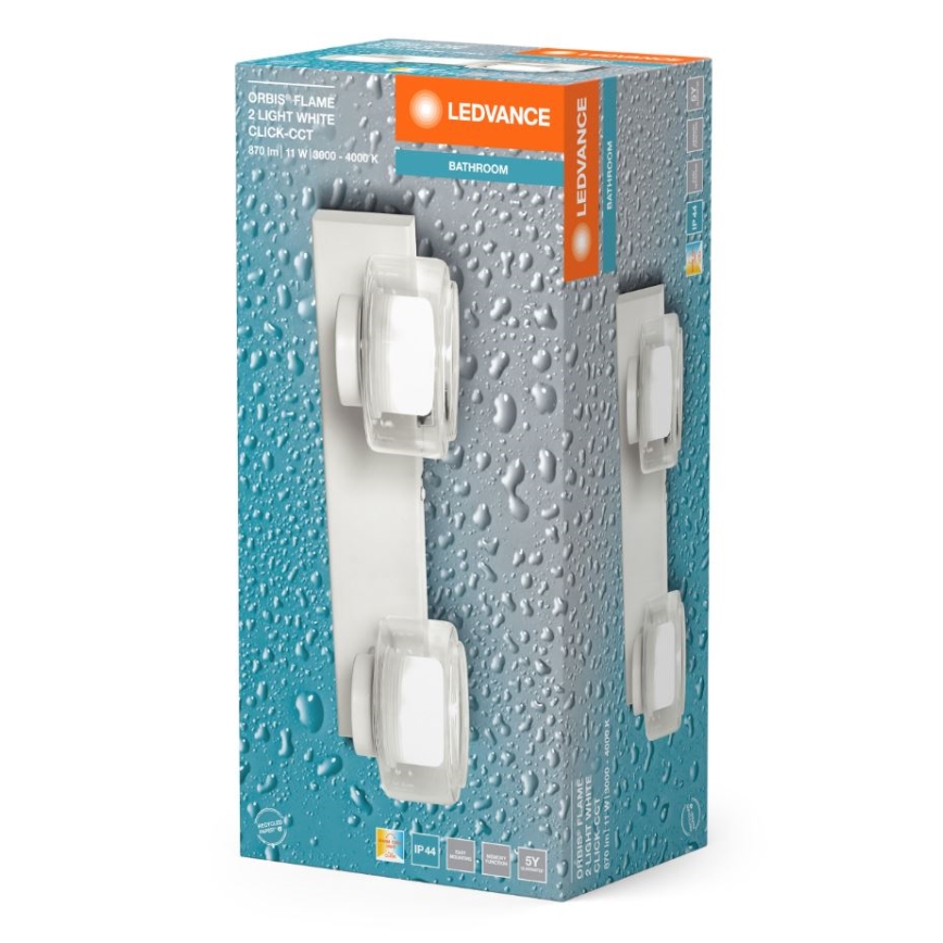 Ledvance - LED væglampe til badeværelse ORBIS FLAME 2xLED/5,5W/230V 3000/4000K IP44 hvid