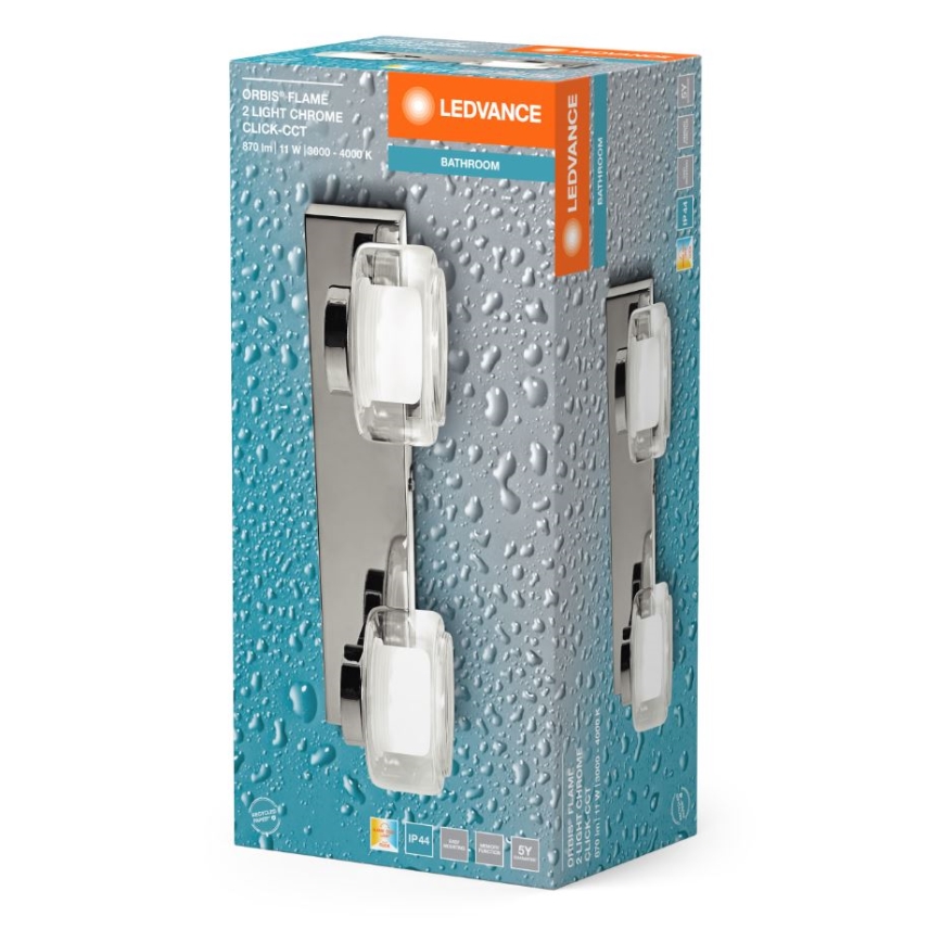 Ledvance - LED væglampe til badeværelse ORBIS FLAME 2xLED/5,5W/230V 3000/4000K IP44 krom