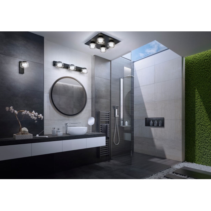 Ledvance - LED væglampe til badeværelse ORBIS FLAME 2xLED/5,5W/230V 3000/4000K IP44 sort