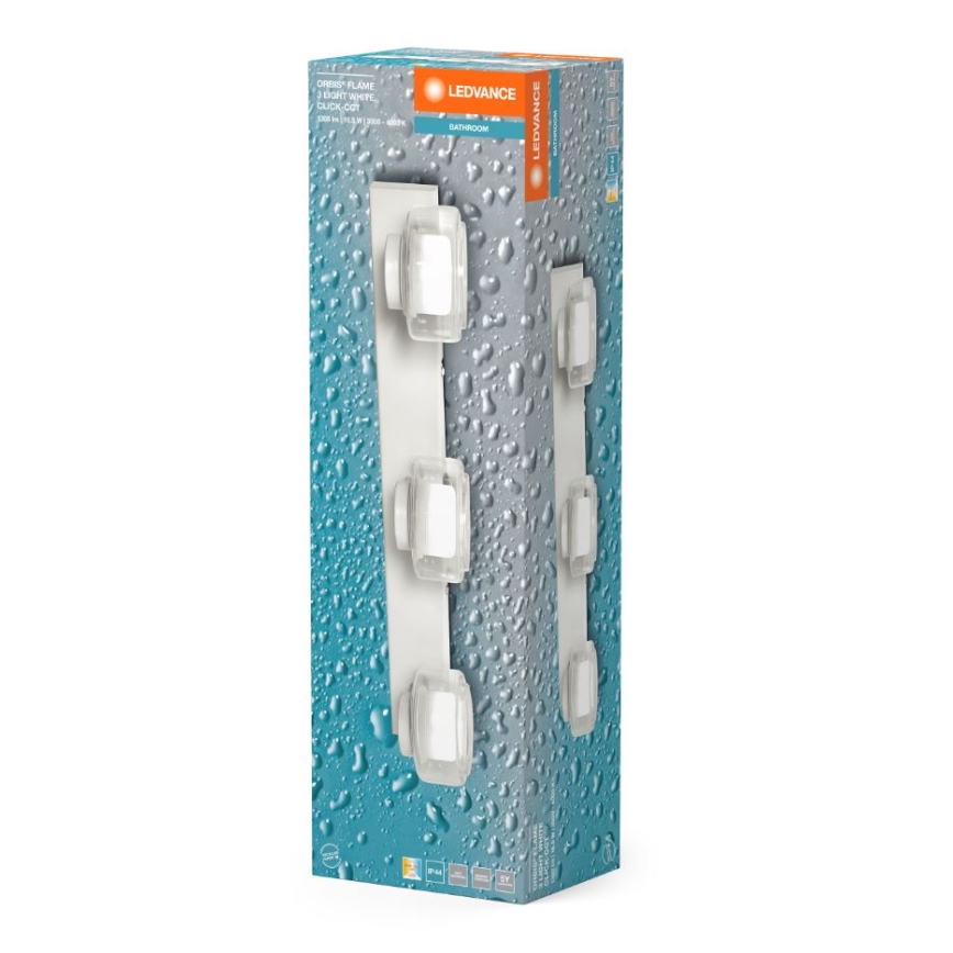 Ledvance - LED væglampe til badeværelse ORBIS FLAME 3xLED/5,5W/230V 3000/4000K IP44 hvid