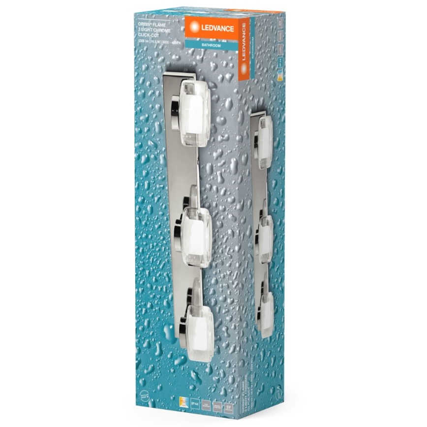 Ledvance-LED væglampe til badeværelse ORBIS FLAME 3xLED/5,5W/230V IP44 krom