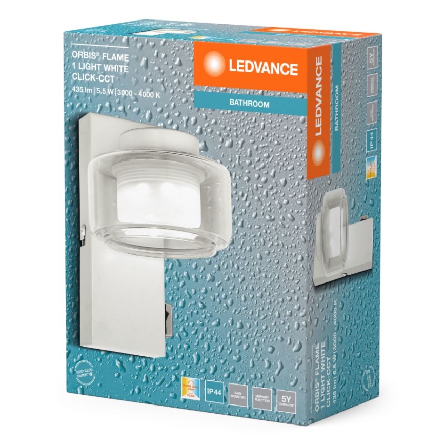 Ledvance - LED væglampe til badeværelse ORBIS FLAME LED/5,5W/230V 3000/4000K IP44 hvid