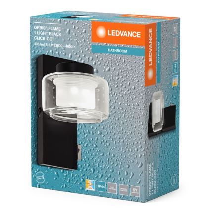 Ledvance - LED væglampe til badeværelse ORBIS FLAME LED/5,5W/230V 3000/4000K IP44 sort