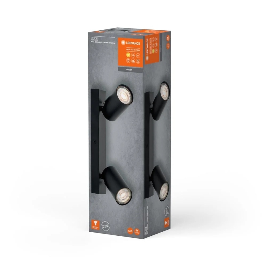 Ledvance - LED vægspot OCTAGON 2xGU10/3,4W/230V 2700K sort